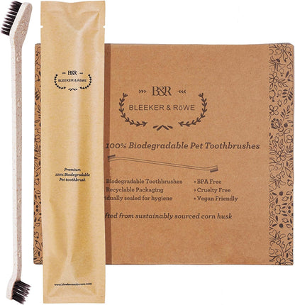 Eco Friendly Pet Toothbrushes, Individually Wrapped, Recyclable Packaging